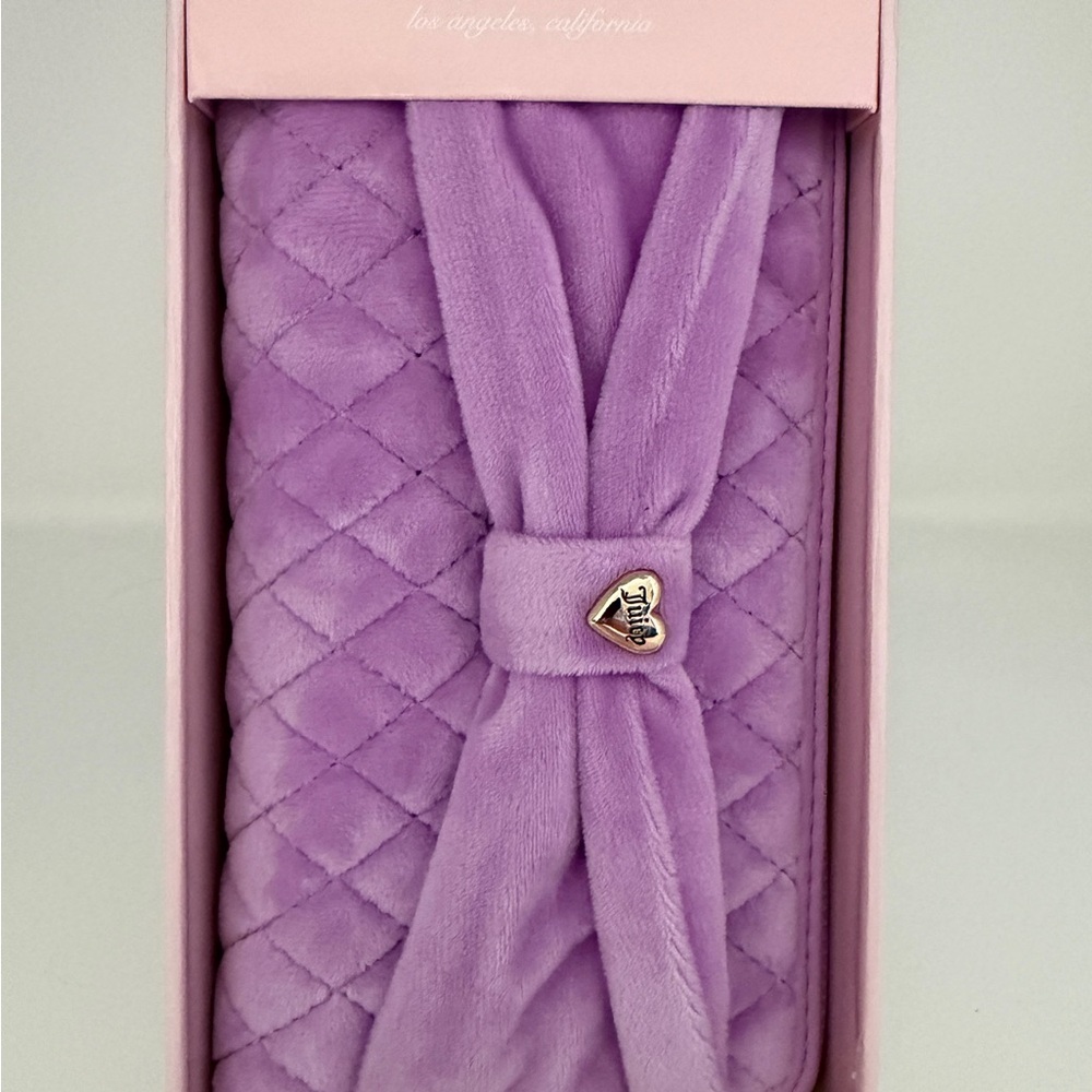 Juicy Couture Purple Quilted Diamond Heart Charm Bow Women's Wallet